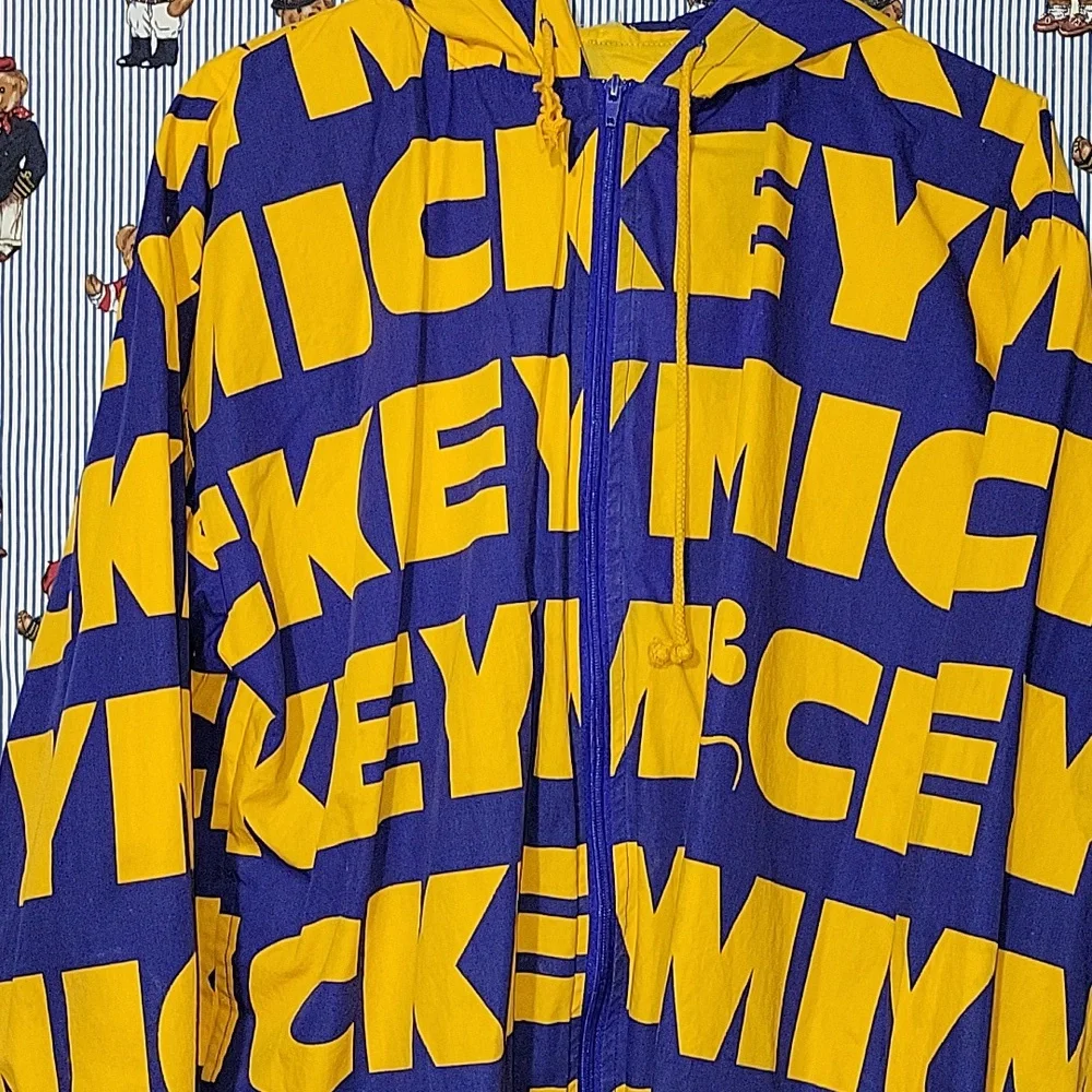 Vintage Mickey & Co Mickey Mouse all over print spell out hooded jacket